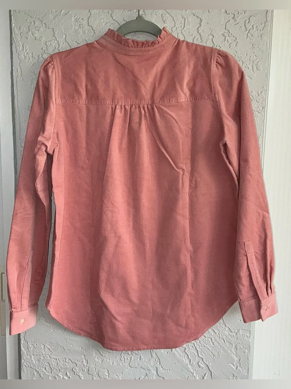 LOFT Dusty Rose Long-Sleeve Ruffle-Neck Pullover Shirt (NWT)